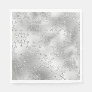 Serviette En Papier Parties scintillant argentée Glitzy Snowflakes