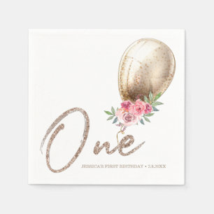 Serviette En Papier Parties scintillant Beige Balloon de luxe Premier 