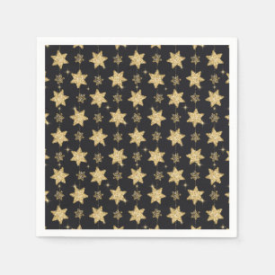 Serviette En Papier Parties scintillant Black Glam Stars