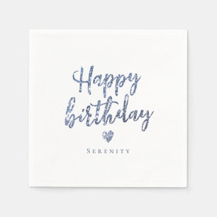 Serviette En Papier Parties scintillant bleu étincelante heureux anniv