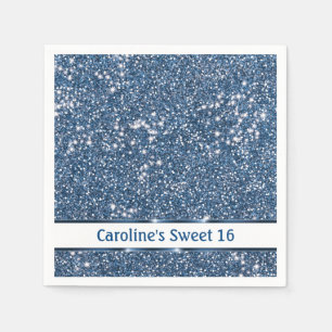 Serviette En Papier Parties scintillant Bleu Faux Regarder avec texte 
