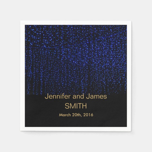 Serviette En Papier Parties scintillant bleu or Confetti (Devant)