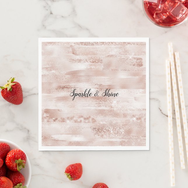 Serviette En Papier Parties scintillant brillante rose (En situation)