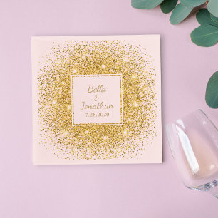 Serviette En Papier Parties scintillant Confetti Rose, Or Mariage élég