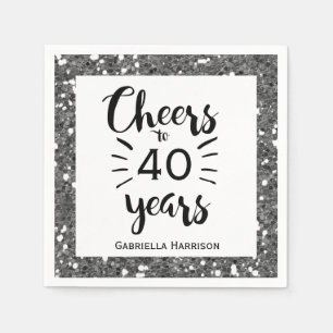 Serviette En Papier Parties scintillant d'argent 40e anniversaire