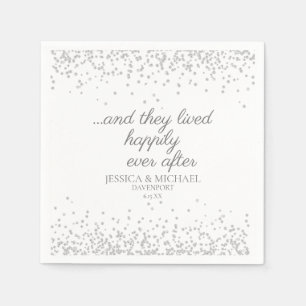 Serviette En Papier Parties scintillant d'argent blanc heureux après l