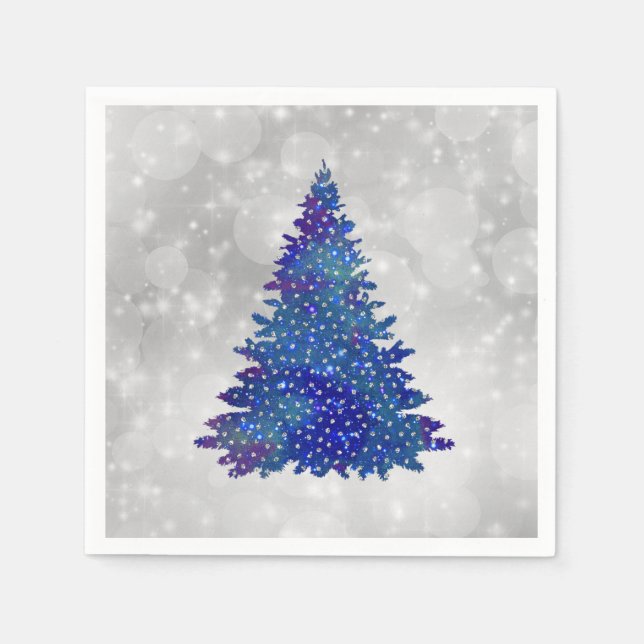 Serviette En Papier Parties scintillant d'argent bleu tendance Noël (Devant)
