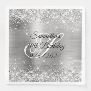 Serviette En Papier Parties scintillant d'argent et Foil 30e anniversa