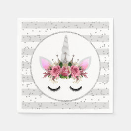Serviette En Papier Parties scintillant d'argent Unicorn Princesse