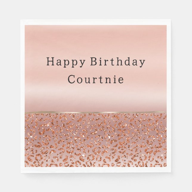 Serviette En Papier Parties scintillant de glam en or rose Leopard (Devant)