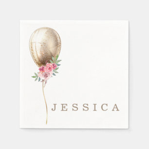Serviette En Papier Parties scintillant de luxe Beige Balloon Personna