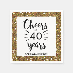 Serviette En Papier Parties scintillant d'or 40e fête d'anniversaire