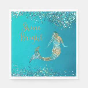 Serviette En Papier Parties scintillant d'or Aqua étincelle Mermaid