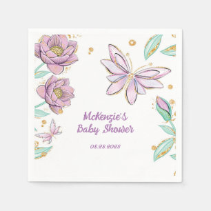 Serviette En Papier Parties scintillant d'or papillon et Baby shower F