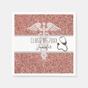 Serviette En Papier Parties scintillant d'or Rose de stéthoscope de C