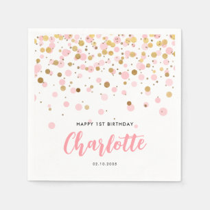 Serviette En Papier Parties scintillant d'or rose mignonne Anniversair