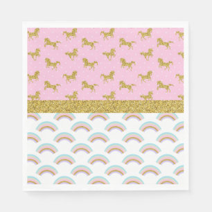 Serviette En Papier Parties scintillant d'or rose Unicorne tasses de p