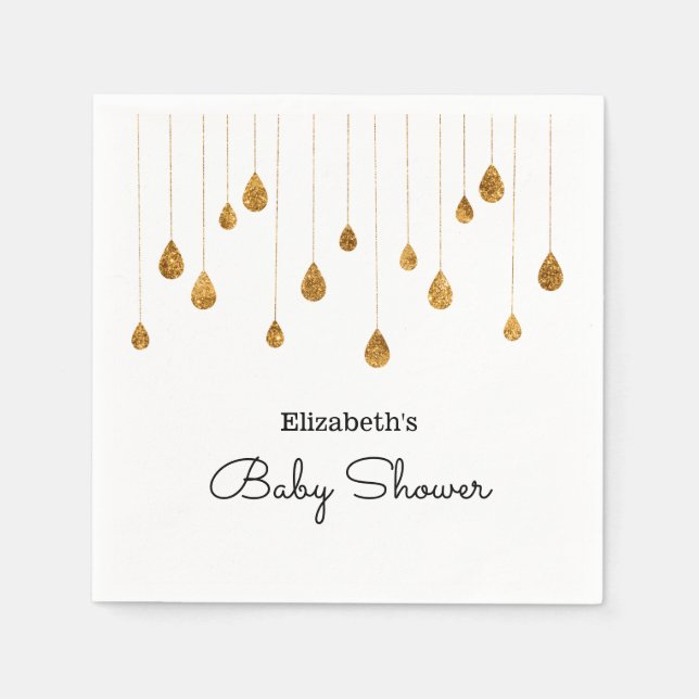 Serviette En Papier Parties scintillant d'or  simple Baby shower (Devant)