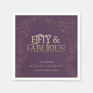 Serviette En Papier Parties scintillant dorée violet 50 et fabuleuse f