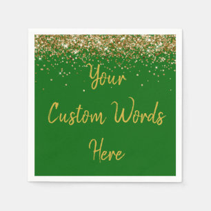 Serviette En Papier Parties scintillant Emerald Green & Gold personnal