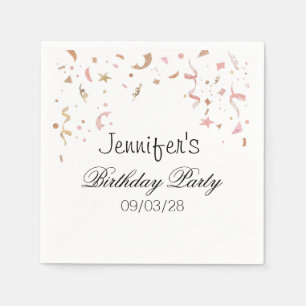 Serviette En Papier Parties scintillant en or rose et Rose Confetti