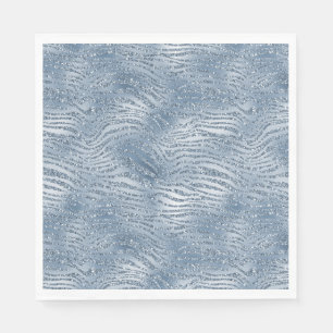 Serviette En Papier Parties scintillant en verre bleu Zebra Print