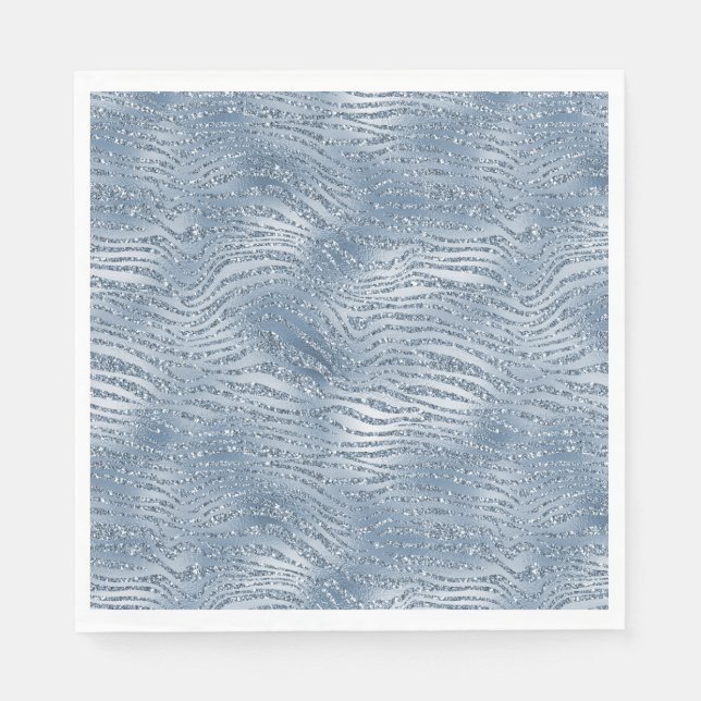 Serviette En Papier Parties scintillant en verre bleu Zebra Print (Devant)