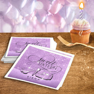 Serviette En Papier Parties scintillant et brillant 16 V2 Violet ID675
