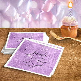 Serviette En Papier Parties scintillant et brillant doux 16 Violet ID6