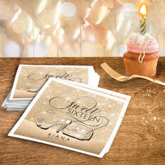 Serviette En Papier Parties scintillant et brillant Sweet 16 V2 Gold I