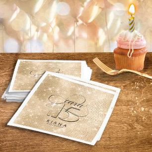 Serviette En Papier Parties scintillant et Shine Quinceanera V1 Gold I