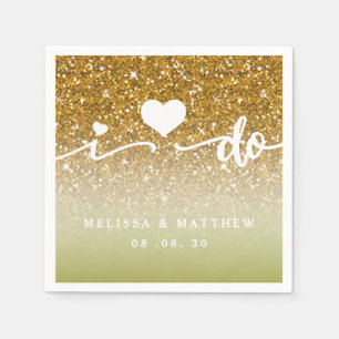 Serviette En Papier Parties scintillant Girly Gold Sparkle I Do Noms M