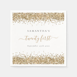 Serviette En Papier Parties scintillant Gold Nom Date Vingt Première 