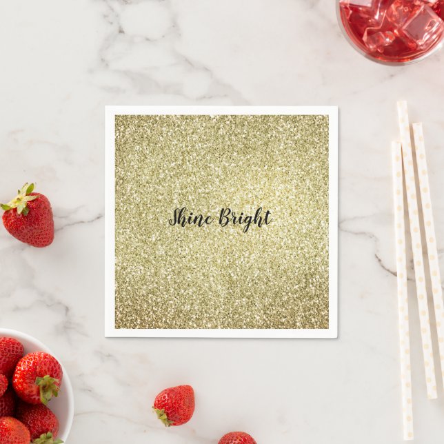 Serviette En Papier Parties scintillant Jaune Gold Glitz (En situation)