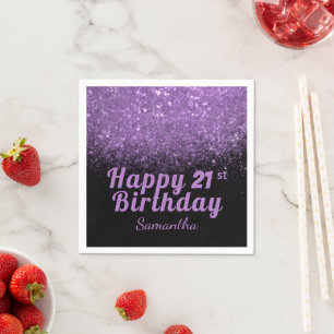 Serviette En Papier Parties scintillant moderne noire et violette N'im