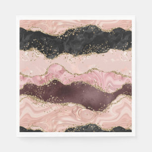 Serviette En Papier Parties scintillant Noir Noir Rose Burgundy