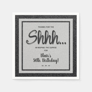 Serviette En Papier Parties scintillant noire SURPRISE Fête d'annivers
