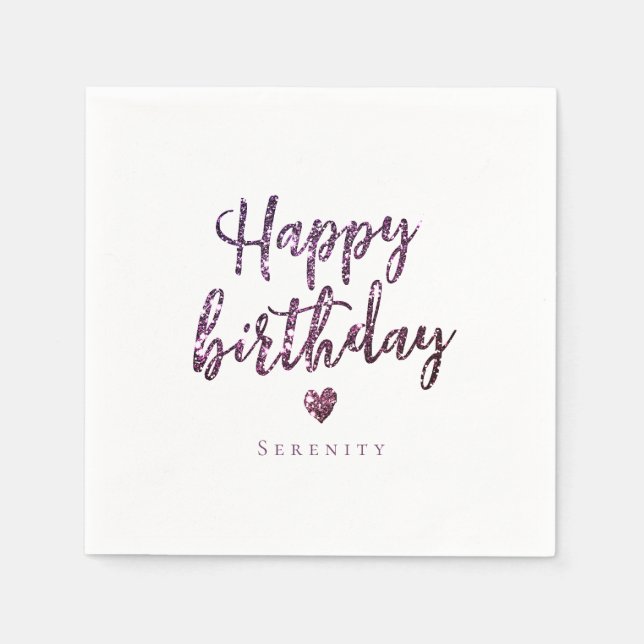 Serviette En Papier Parties scintillant pétillante violette personnali (Devant)