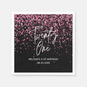 Serviette En Papier Parties scintillant rose chaud pétillant Noir 21e 