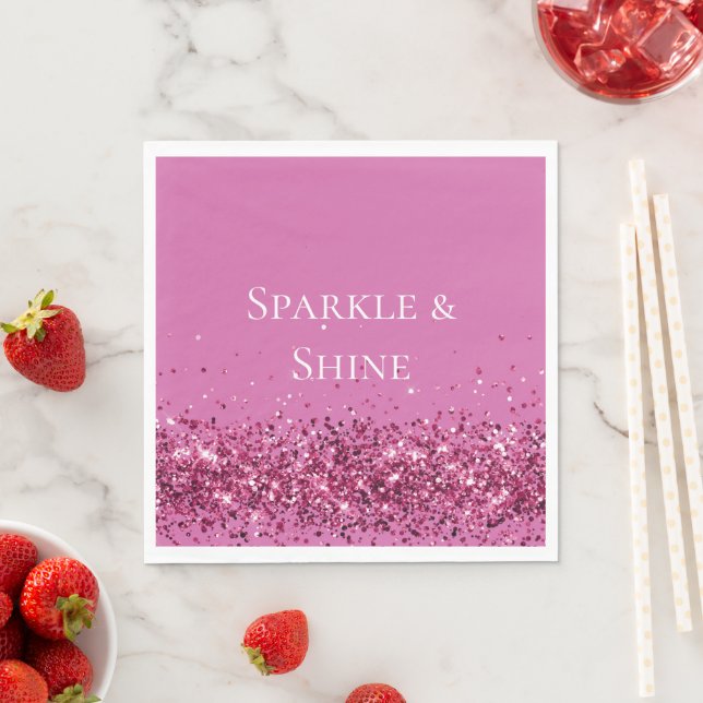 Serviette En Papier Parties scintillant rose chic (En situation)