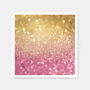 Serviette En Papier parties scintillant rose et or