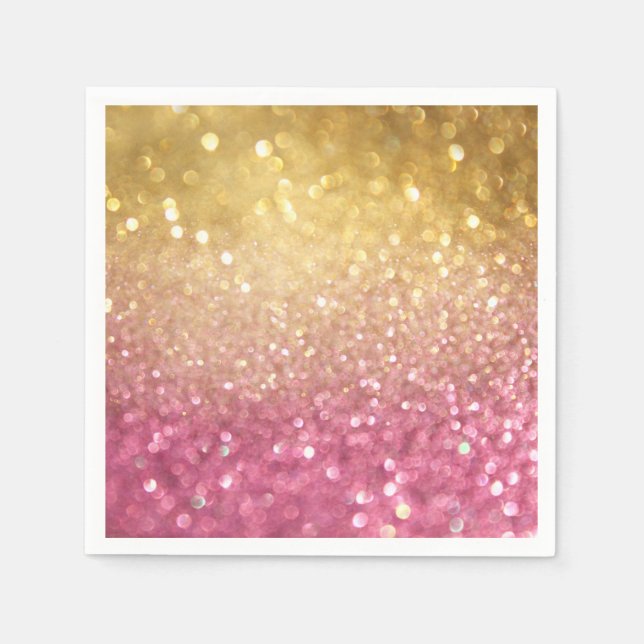 Serviette En Papier parties scintillant rose et or (Devant)