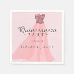 Serviette En Papier Parties scintillant rose étincelante Gown Quincean