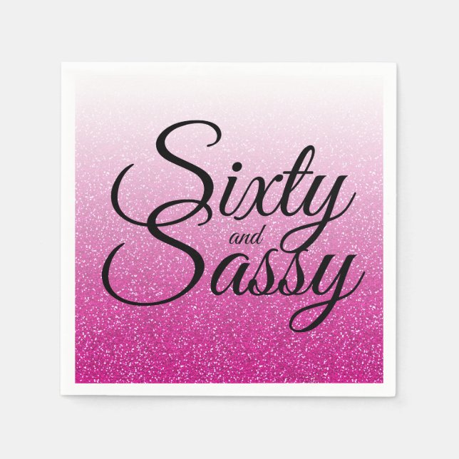 Serviette En Papier Parties scintillant rose Ombre 60 et Sassy 60e ann (Devant)