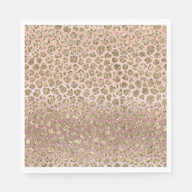Serviette En Papier Parties scintillant rose or glam Leopard (Devant)