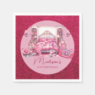 Serviette En Papier Parties scintillant rose Sleepover fille Anniversa