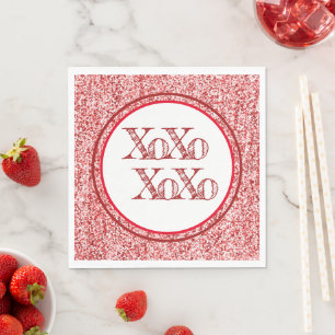 Serviette En Papier Parties scintillant rouge XOXO