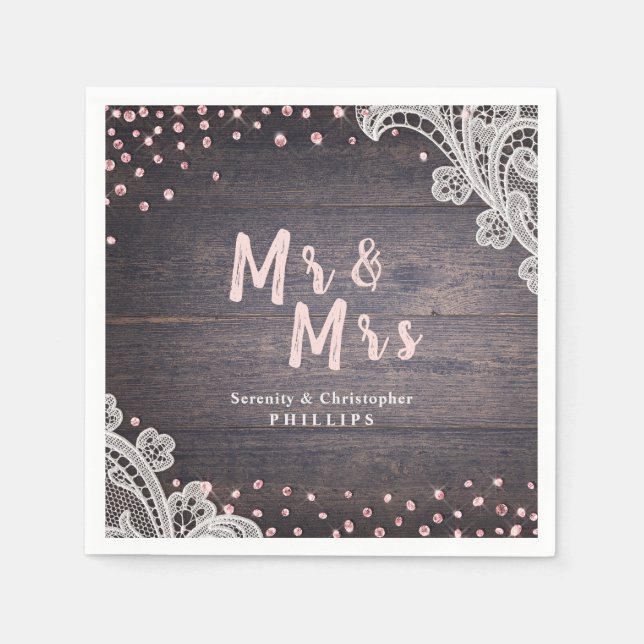 Serviette En Papier Parties scintillant rousse en dentelle M. et Mme m (Devant)