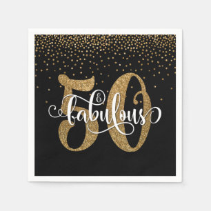 Serviette En Papier Parties scintillant & Script 50 & Fabuleux, Annive