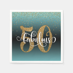 Serviette En Papier Parties scintillant Script 50 & Fabulous Turquoise